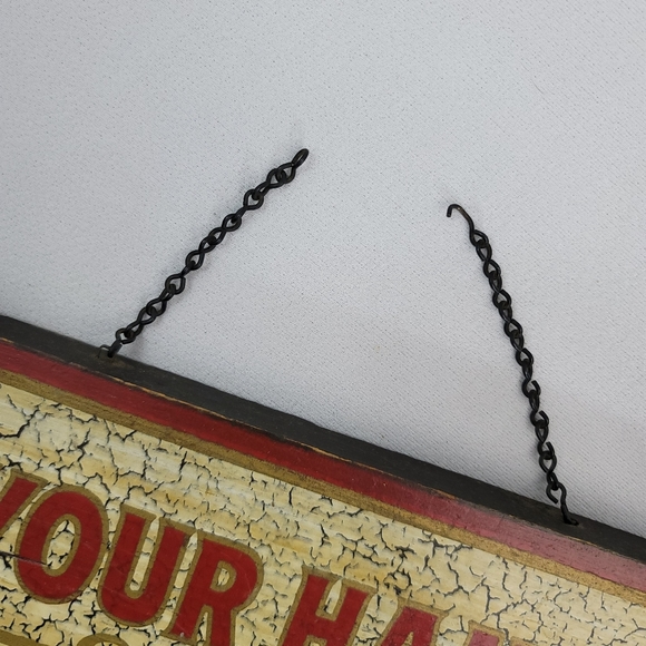 Vtg Wooden Sign KEEP YOUR HANDS OFF THE WAITRESS - George Nathan Associates - Picture 8 of 15